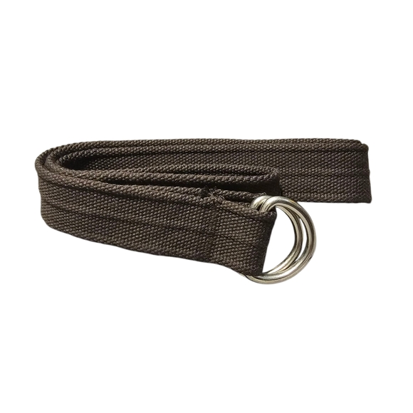 Other - Brown Canvas Woven Belt with D Ring Silver Buckle